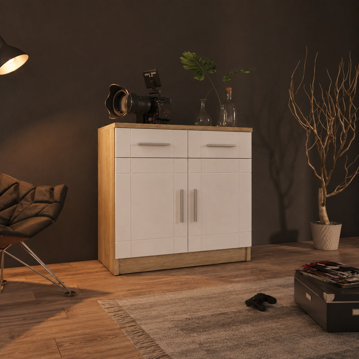 Komoda Paris WH 2F 2S – Biały / Dąb Sonoma