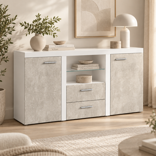 Komoda Rumba BJ20 2F 2S – Beton Jasny / Biały