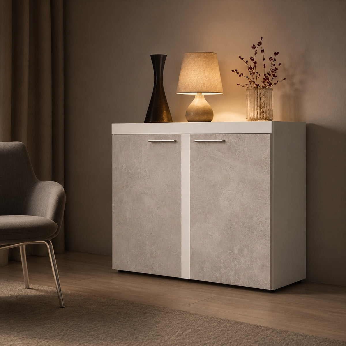 Komoda Rumba BJ21 2F – Beton Jasny / Biały