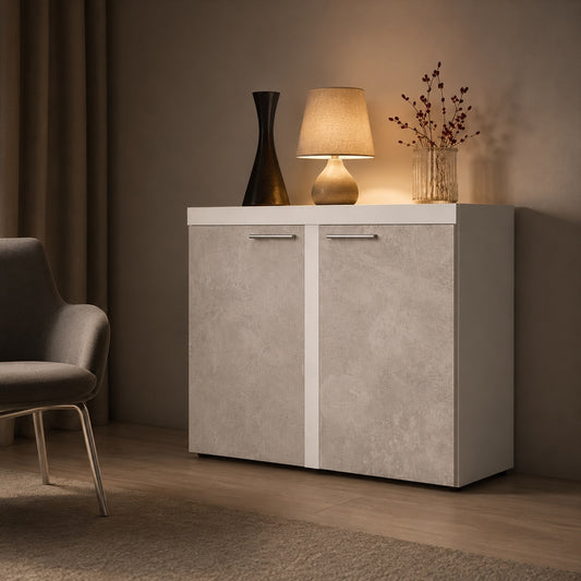 Komoda Rumba BJ21 2F – Beton Jasny / Biały