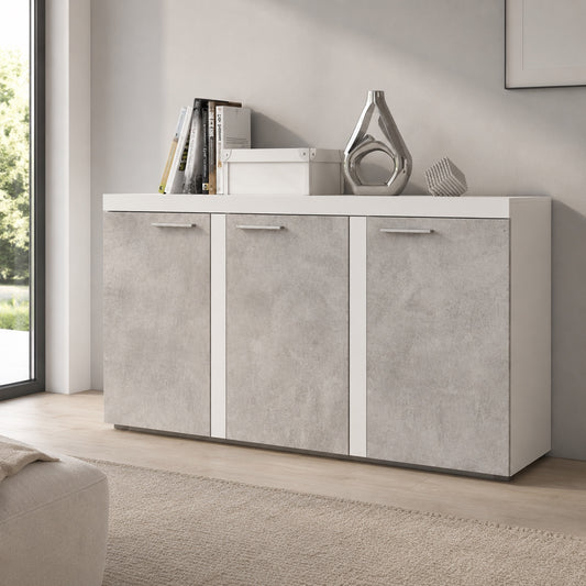 Komoda Rumba BJ22 3F – Beton Jasny / Biały