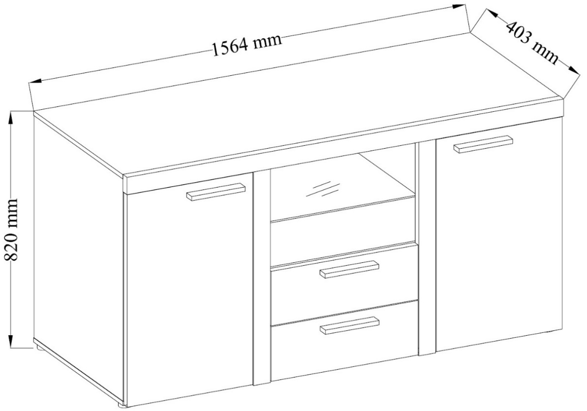 Komoda Rumba GRDL20 2F 2S – Grafit / Dąb Lefkas