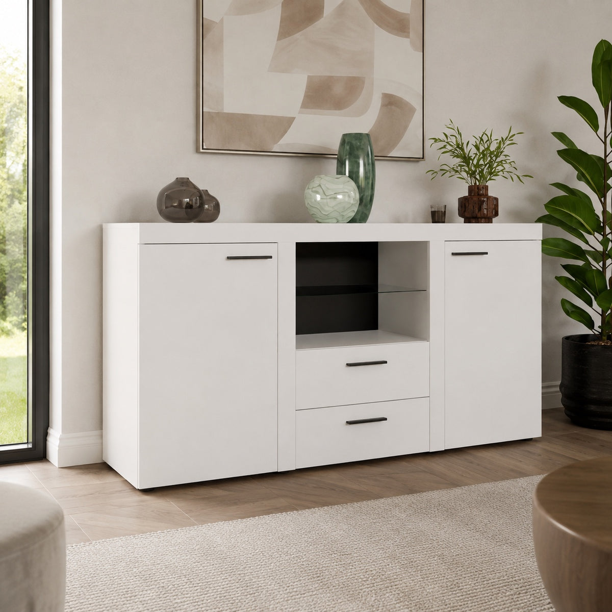 Komoda Rumba WH20 2F 2S – Biały – aranżacja w jasnym wnętrzu