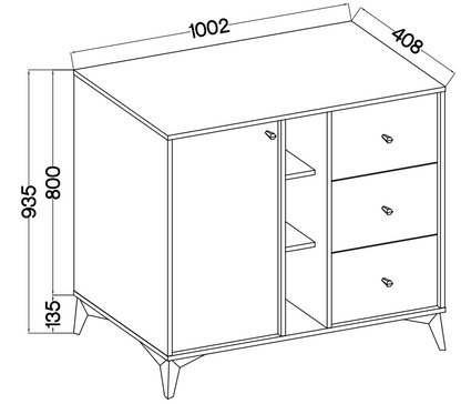 Komoda Tokyo 1 1F 3S – 100,2 × 40,8 cm