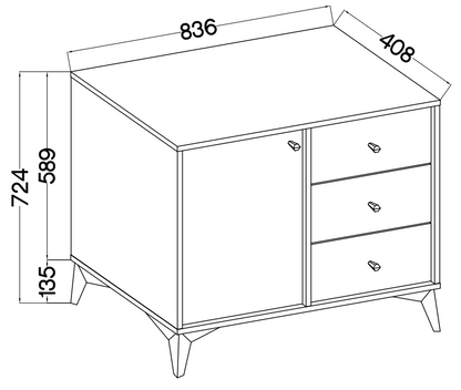 Komoda Tokyo 1 1F 3S – 83,6 × 40,8 cm