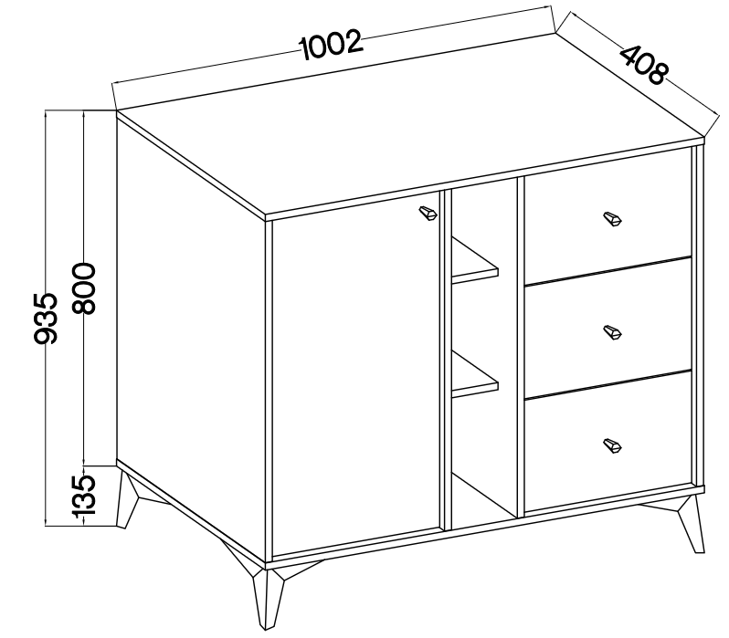 Komoda Tokyo 1 1F 3S – 100,2 × 40,8 cm