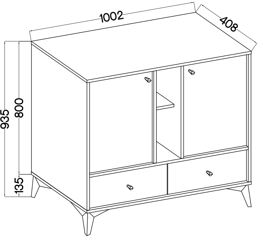 Komoda Tokyo 1 2F 2S – 100,2 × 40,8 cm