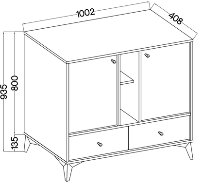 Komoda Tokyo 1 2F 2S – 100,2 × 40,8 cm