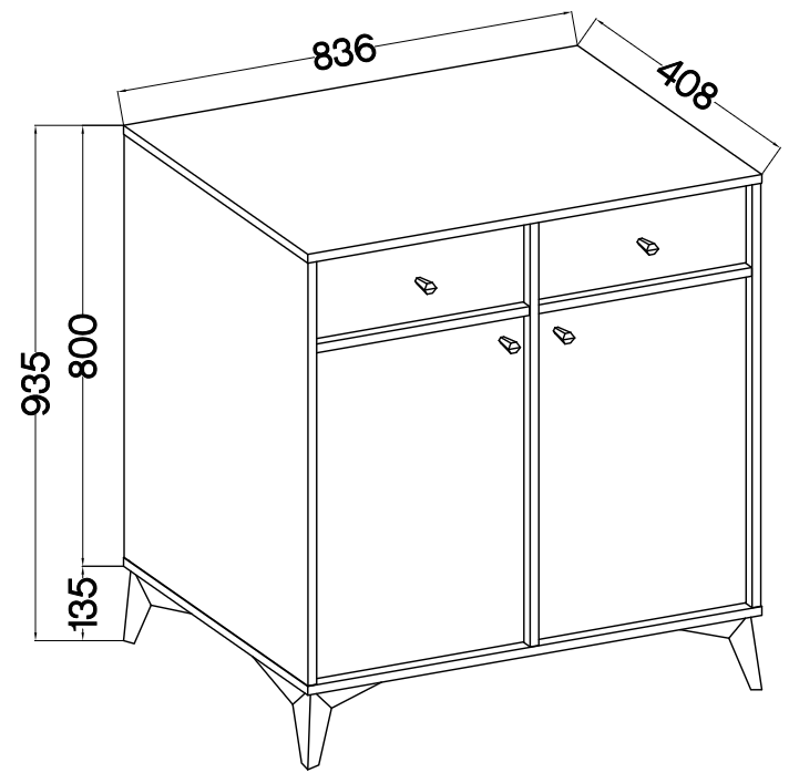 Komoda Tokyo 1 2F 2S – 83,6 × 40,8 cm