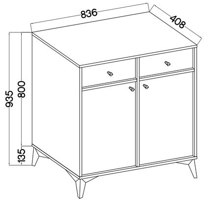 Komoda Tokyo 1 2F 2S – 83,6 × 40,8 cm