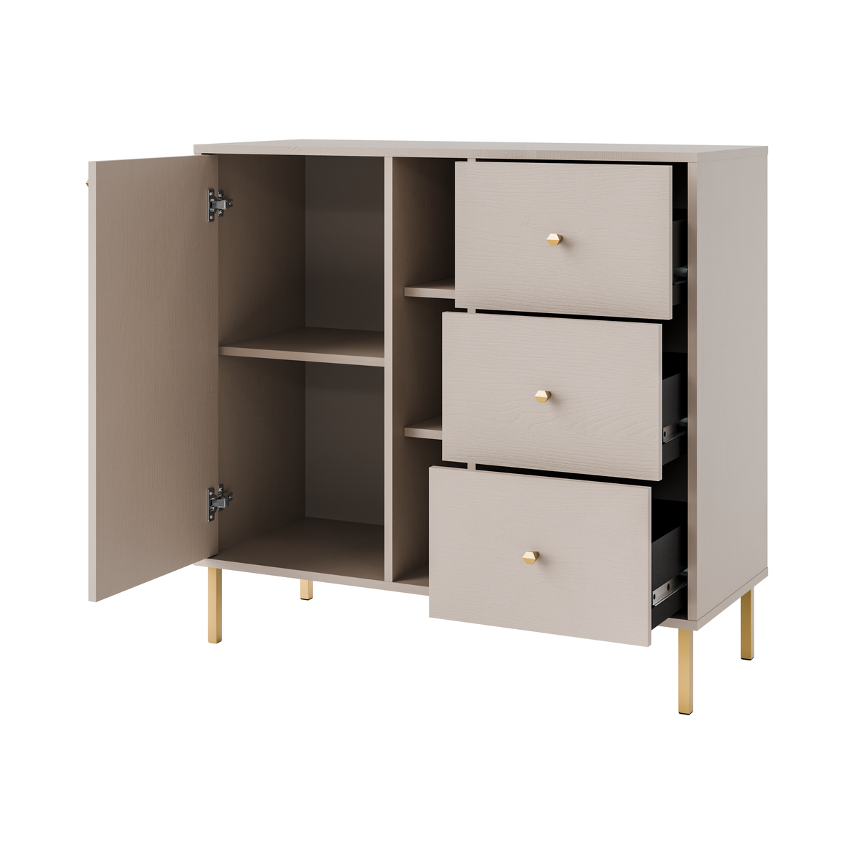 Komoda Tokyo 2 1F 3S – 100,2 × 40,8 cm – wnętrze i funkcjonalność