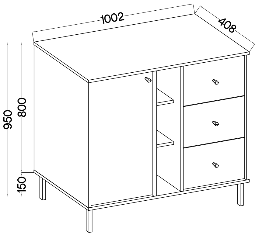 Komoda Tokyo 2 1F 3S – 100,2 × 40,8 cm