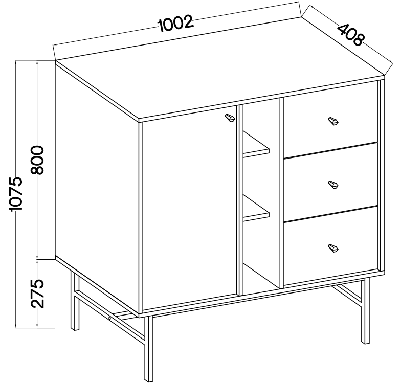 Komoda Tokyo 3 1F 3S – 100,2 × 40,8 cm