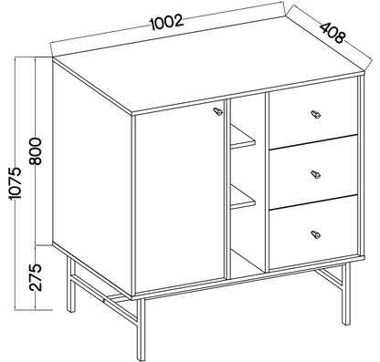 Komoda Tokyo 3 1F 3S – 100,2 × 40,8 cm