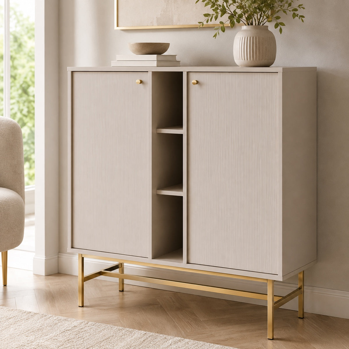 Komoda Tokyo 3 2F – 100,2 × 40,8 cm – aranżacja w jasnym wnętrzu