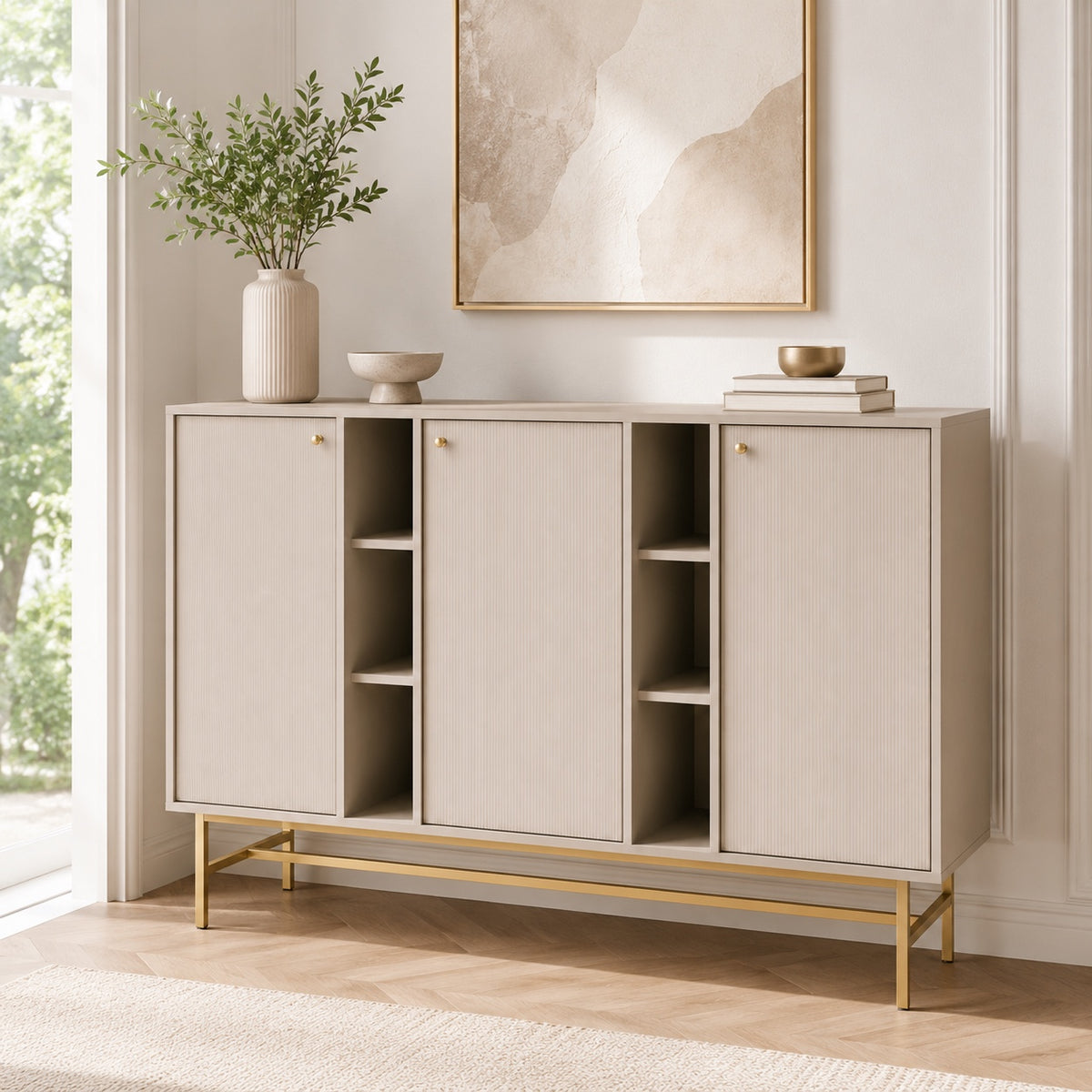 Komoda Tokyo 3 3F – 157,7 × 40,8 cm – aranżacja w jasnym wnętrzu